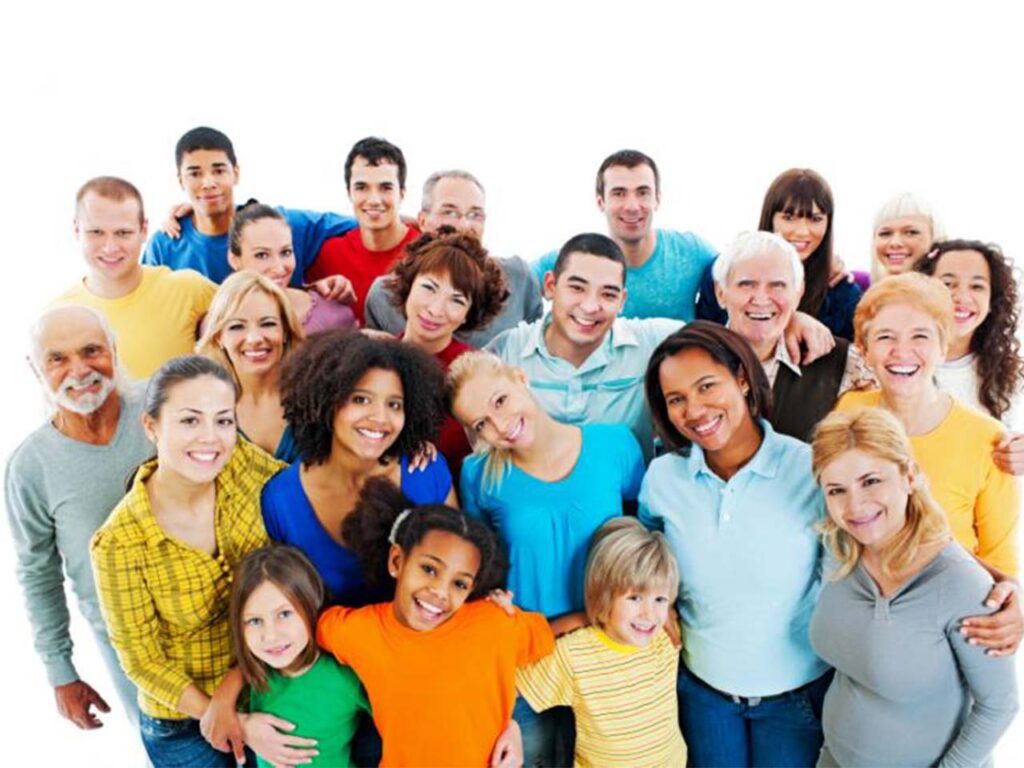 Group of friends embracing for a photo